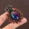 Радужный солнечный кварц, кулон с обмоткой из медной проволоки с гранатом 2,76" L3P38