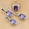 Silver Color Jewelry Purple Cubic Zirconia White Crystal Jewelry Sets For Women 4PCS