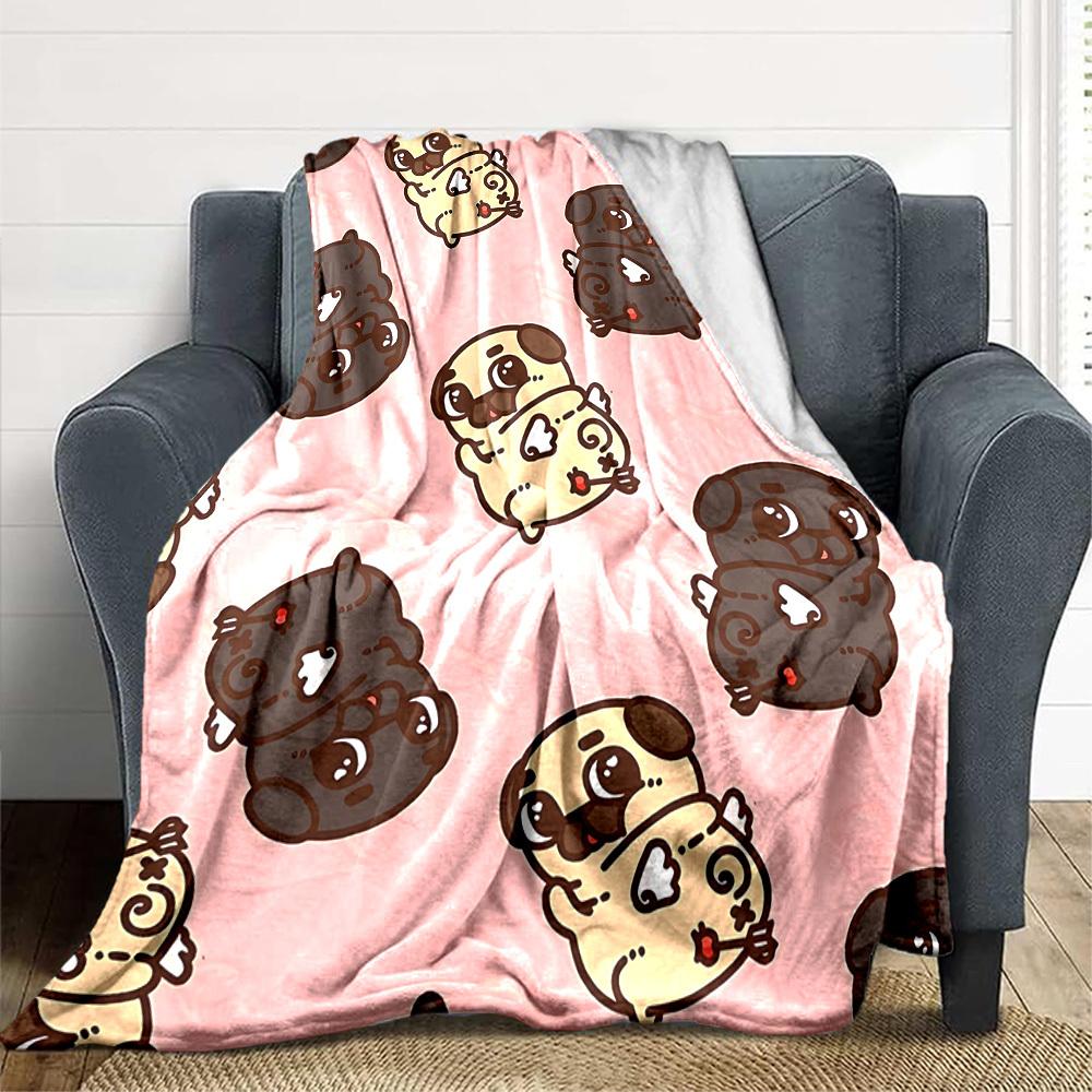 1pc Pug, Cute Blanket Warm, Cozy, And Soft, Suitable for Sofas, Beds, Cars, And Office Use.Perfect for Camping And Travel, Making It a Great Gift for