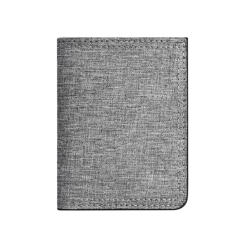 Men's Ultra-Thin Canvas & Leather Wallet: Multi-Card, Slim, Folding Design for Students & Youth.