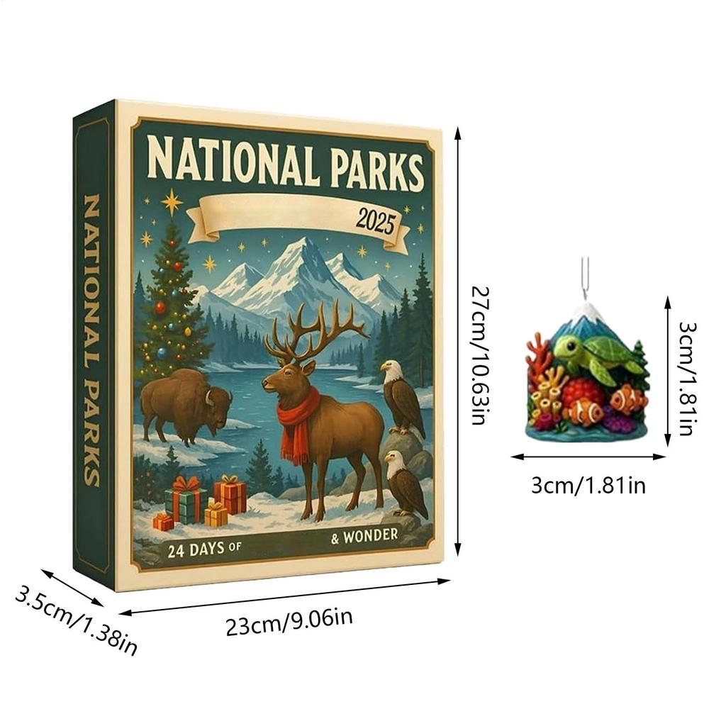 2D Flat Ornaments Christmas Tree decorations 24 Days Christmas Countdown gifts Festive Decor National Parks Themes decor