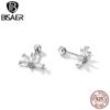 Bisaer 925 Sterling Silver Lightning Stud Earrings for Women Fashion Earrrings Jewerly Wedding Gift Sparkling Ear Studs
