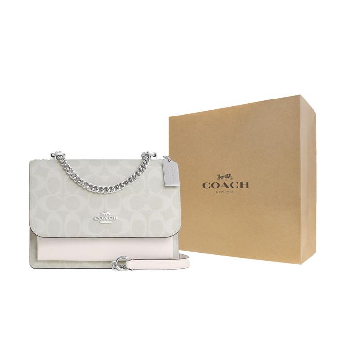 COACH Klare Canvas With Leather Shoulder Bag, Crossbody Bag Small Women's Glacier White CP078-SVVS5