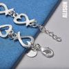 925 Sterling Silver Hollow Heart Bracelet Fashionable Wedding Jewelry