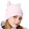 Пепельно-зеленый вязаный колпак с кошачьими ушками Идеально подходит для и Этот пушистый вязаный колпак с кошачьими ушками и пушистой подкладкой из боа для женской шапки, AGAP-3600, Розовый, Катание на лыжах,