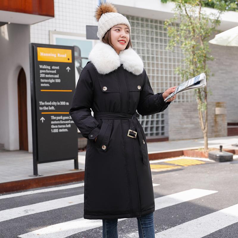 Женская зимняя корейская версия свободного покроя с большим меховым воротником, утолщенная модная куртка-стеганая куртка
