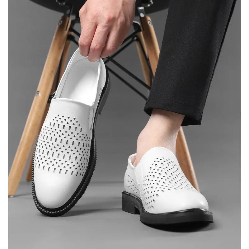 Модные дизайнерские новые мужские туфли на платформе с открытой подошвой, модные кожаные туфли на мягкой подошве, повседневные мужские туфли из коровьей кожи для мужчин