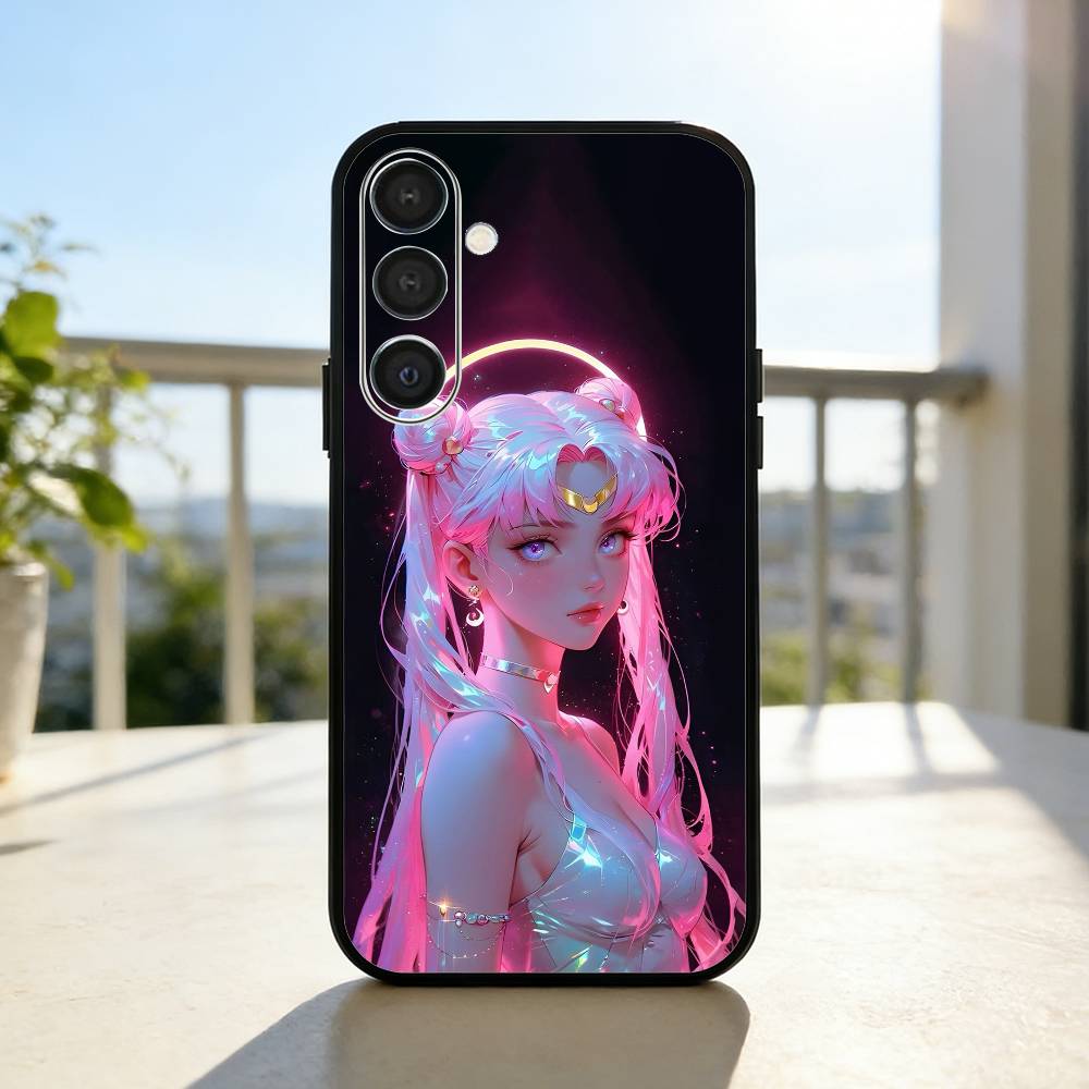 S-Sailor-M-Moon Anime Phone Case For Samsung  A73,72,71,A52,51,40,41,A22,A32,31,A13, Soft Black Shell
