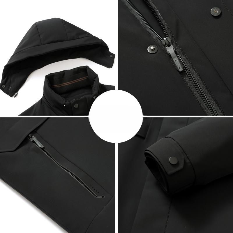 Пуховик зимний новый стиль средней длины с капюшоном утолщенный съемный подклад пуховик