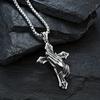 1pc Men's Stylish Stainless Steel Praying Hand Necklace with Cross - A Symbol of Faith and Fashion