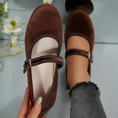 Женские замшевые туфли Мэри Джейн больших размеров, новые, с острым носком, с ремешком и пряжкой, балетного стиля, элегантные