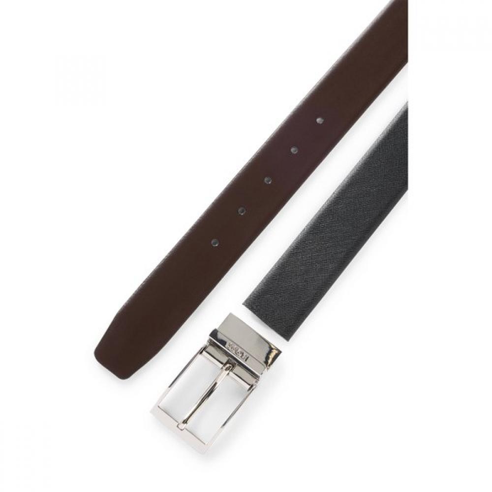 Boss Reversible emBossed Cowhide Belt Black 50496679002
