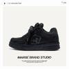 Black Knight Destructive Aesthetics Series: Trendy Youth Thick-Soled Low-Top Canvas Shoes for Men and Women