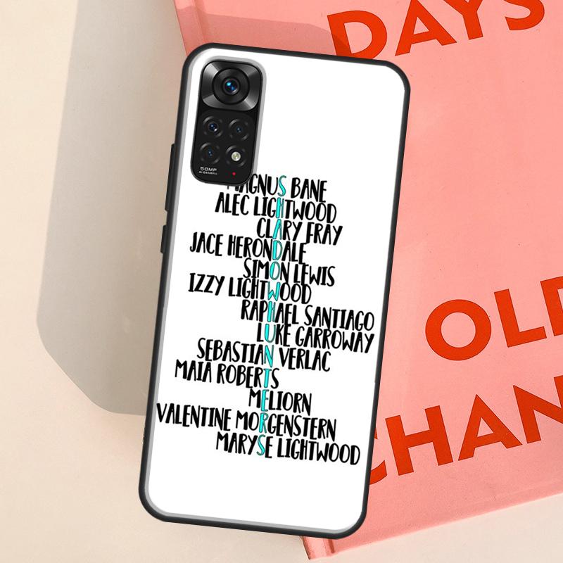 Shadowhunters TV Clary Fray Jace Case For Redmi Note 12 11 Pro Cover For Redmi Note 10 9 8 Pro 9S 10S 11S 12S 9C 10C 12C