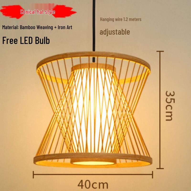 Retro Zen Bamboo Weaving Pendant Lamp for Restaurants & Teahouses