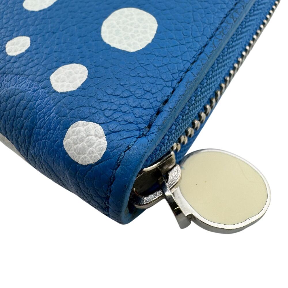 LOUIS VUITTON M81954 Zip Around LVxYK Yayoi Kusama collaboration Monogram Ann Platt Infinity Dot Zippy Wallet Purse blue Monogram Ann Platt Women Used