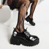 Мода Ограниченный выпуск! Панк-вдохновленные черные туфли на платформе с деталями в виде черепа и металла