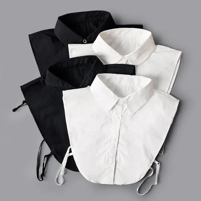 Женская хлопковая рубашка с искусственным воротником, съемные черные белые воротники, модная однотонная блузка с искусственным воротником, унисекс, аксессуары для одежды