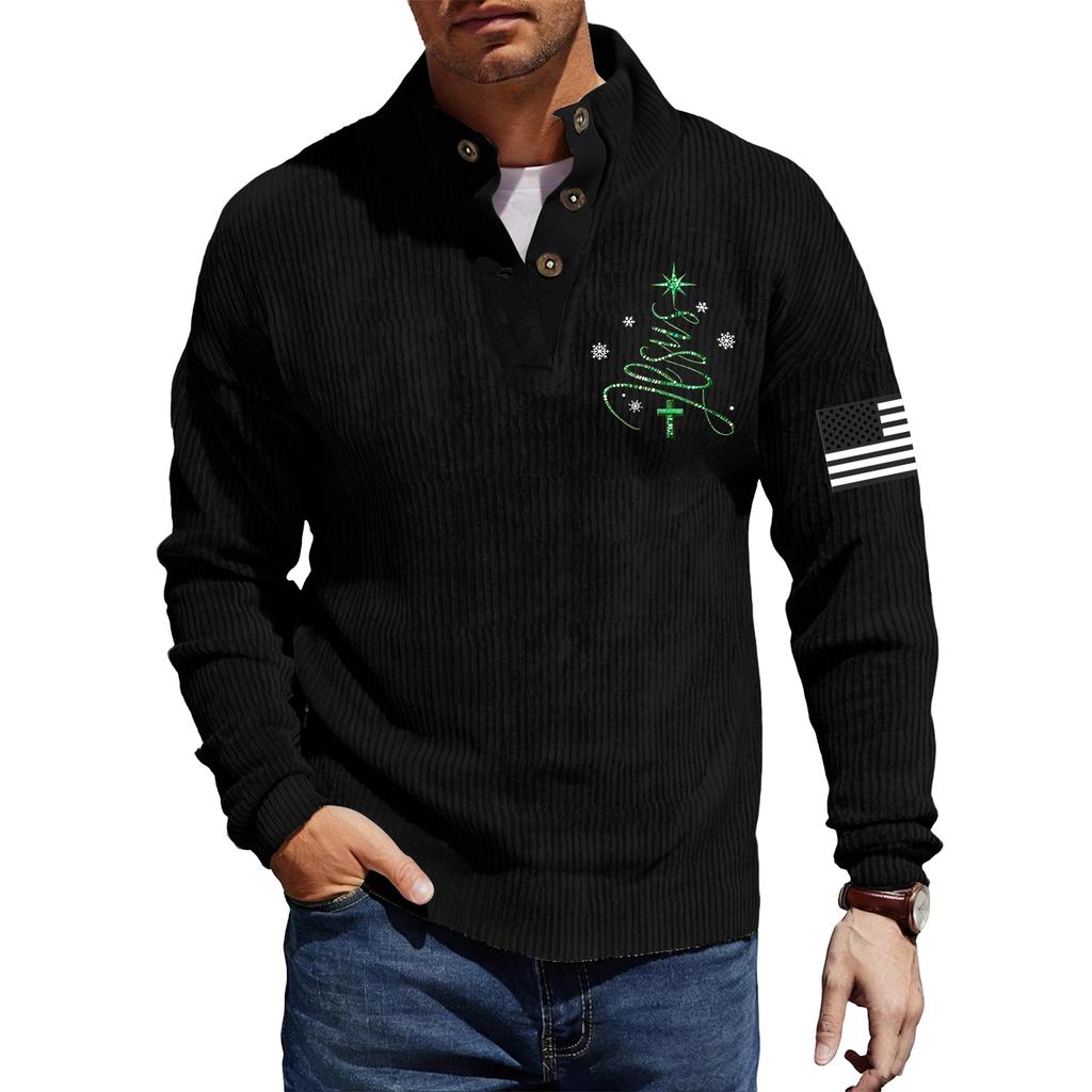 Мужская вельветовая рубашка на пуговицах с рождественским принтом