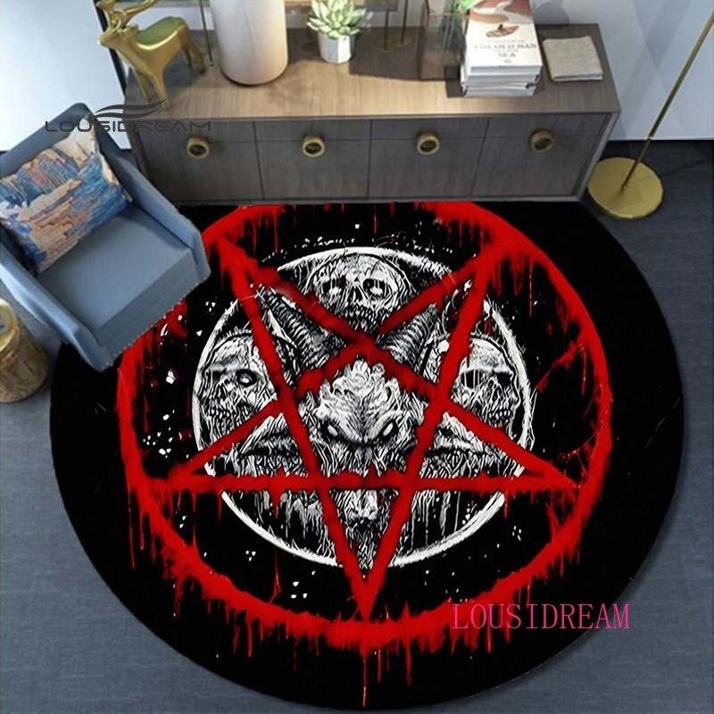 Сделано в КНР, сатанинский ковер, домашний декоративный круглый ковер, мягкие модные коврики, противоскользящий коврик для спальни, коврик для стула, злой ковер
