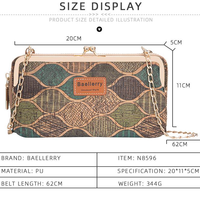 Baellerry Женский длинный кошелек Модная сумка для мобильного телефона Кошелек с принтом и металлической цепочкой Многофункциональная сумка через плечо