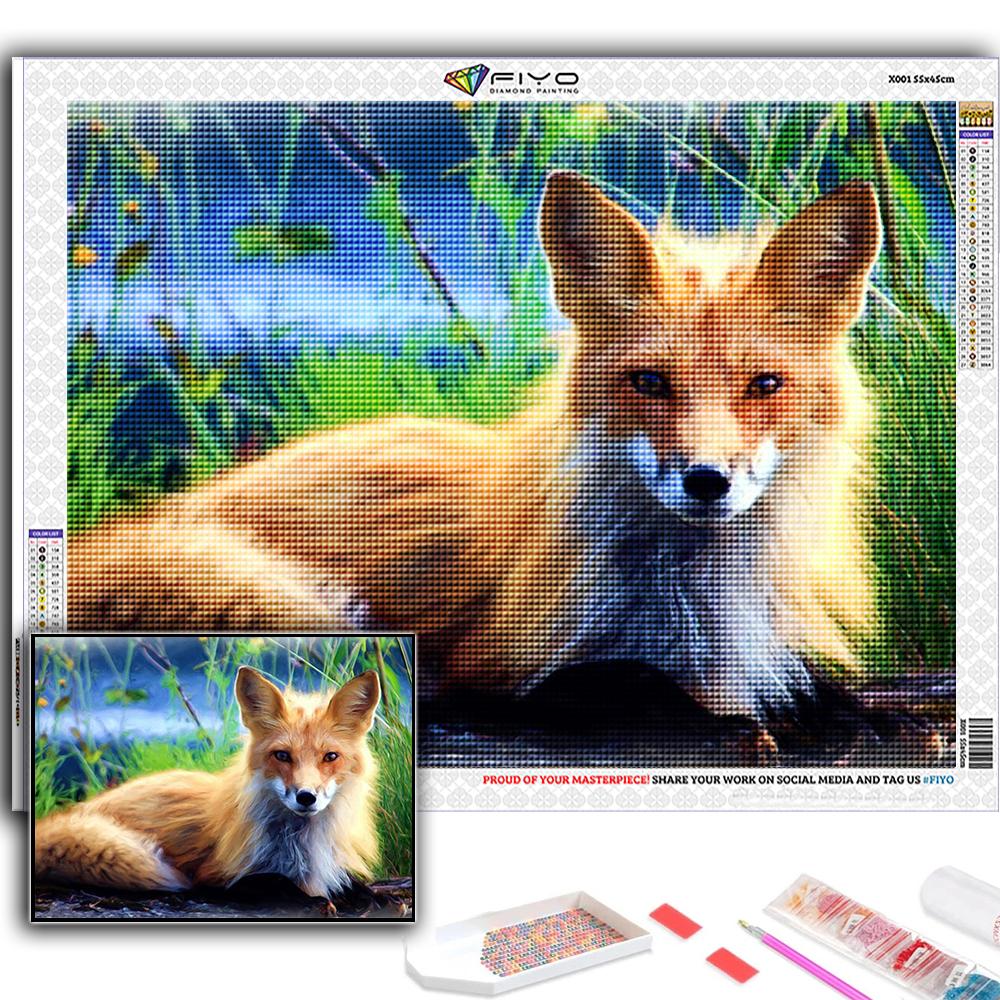 5D Diy Алмазная картина Животное Лиса Вышивка крестиком Полный Алмазная вышивка Мозаика