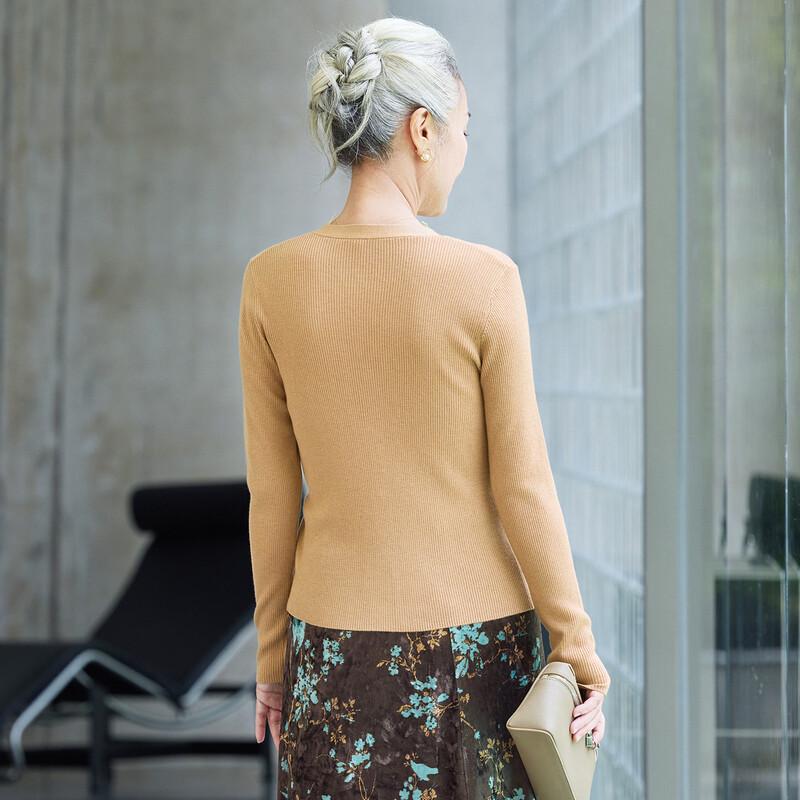 Women's Wool-Blend V-Neck Lace Trim Cardigan