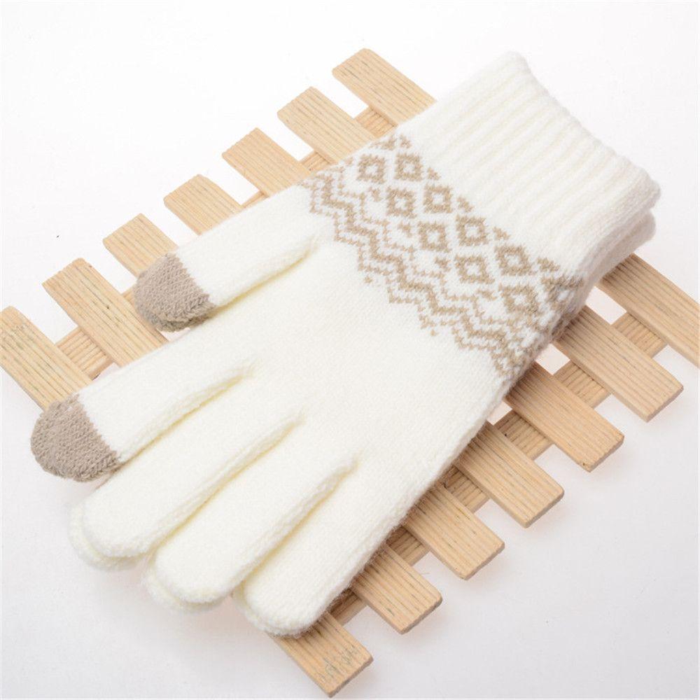 Outdoor Driving Cycling Elastic Cuff Warm Knit Gloves Touch Screen Gloves Mittens Winter Gloves