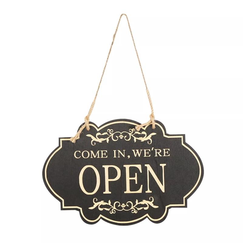 OPEN/CLOSED Sign Wooden Double-sided Shop Window Sign Hanging Open Closed Sign