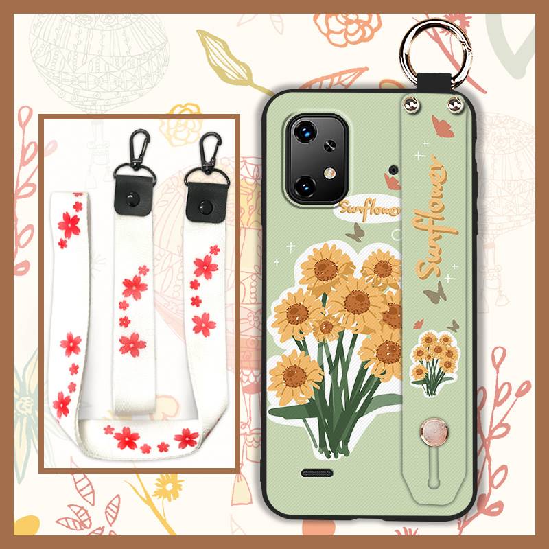 Oil Painting Flower Phone Case For UMIDIGI Bison X20 Wristband Wrist Strap Kickstand Soft Case Ring Protective Durable