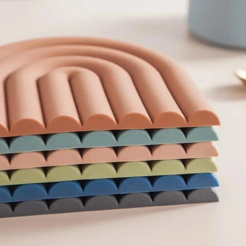 Радужный силиконовый коврик на стол, подставка, многофункциональные подставки для кастрюль для кухни, термостойкий коврик для сковороды, подставка для горячих блюд, прихватка, плейсмат