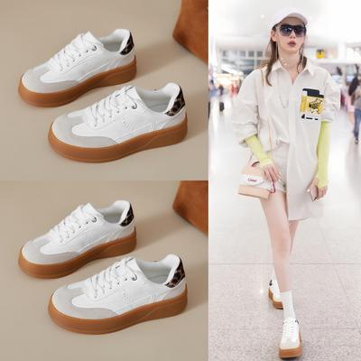 Женские легкие белые низкие кеды с леопардовым принтом 2025 – Модные, Универсальные, Холщовые спортивные туфли на толстой подошве