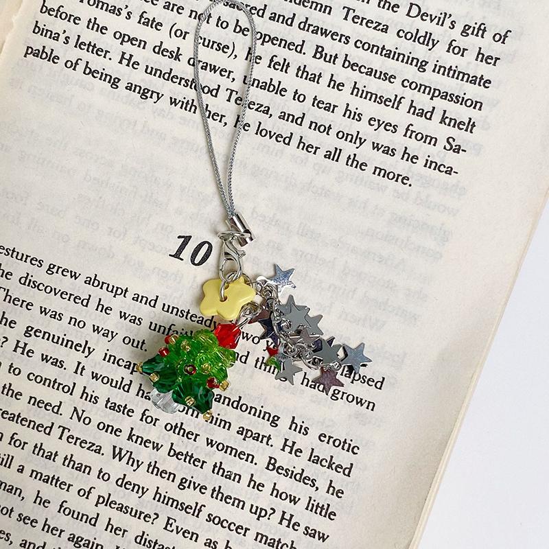 Трендовый брелок для ключей в стиле Y2K 'Рождественская елка' Милый брелок-подвеска с кисточкой в виде звезды Эстетичный девичий шнурок для телефона в стиле Ins Шармы для сумки Рождественский подарок