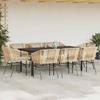 9 Piece Outdoor Dining Set with Cushions Brown Poly Rattan Glass Table