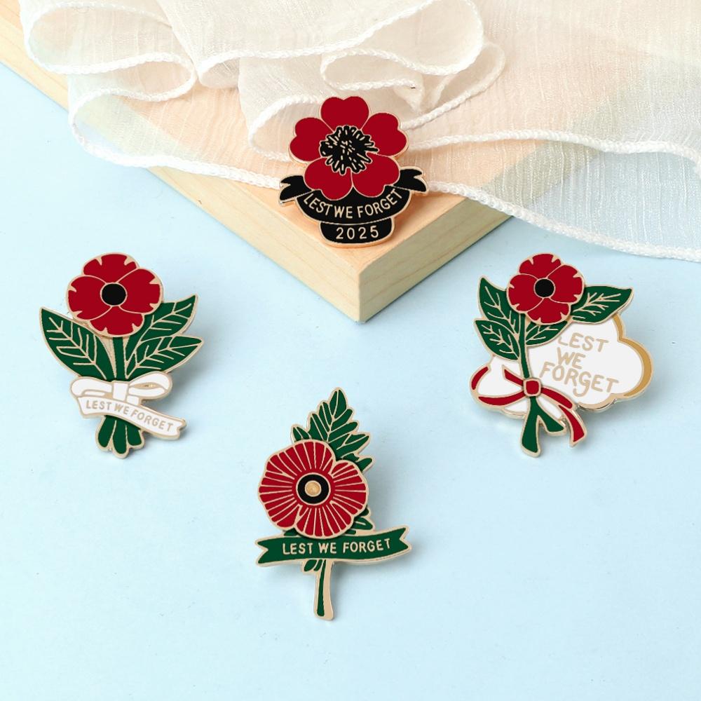 Цветок Красный Мак Эмалевый Значок Буква LEST WE FORGET Винтажные Броши для Женщин Мужчин Лацкан Рюкзак Значок День Памяти Подарки Украшения