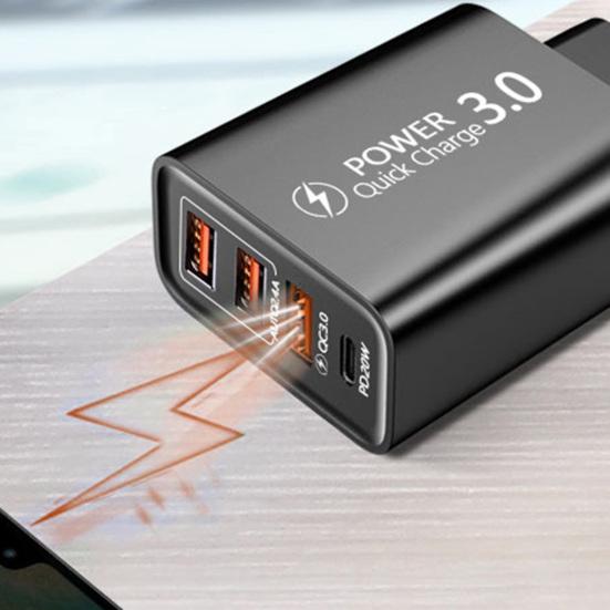 USB-зарядное устройство с несколькими портами, стабильный выход, вилка стандарта США, высокоэффективная быстрая зарядка PD20W, 3 USB и зарядная головка Type-C, аксессуары для мобильных телефонов