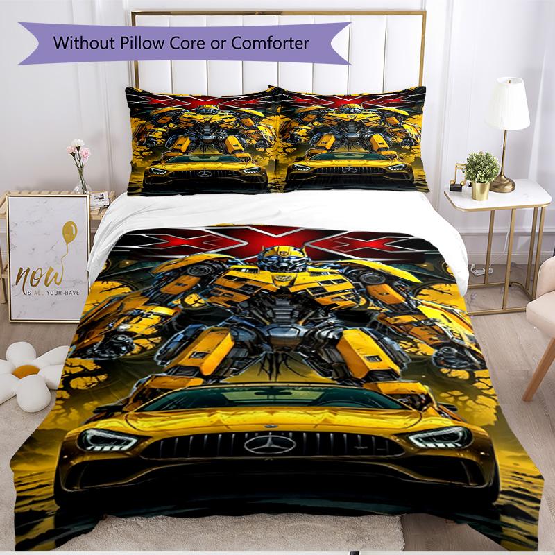 3pcs Duvet Cover Set (1*Duvet Cover + 2*Pillowcase, Without Core), Bumblebee Print Soft All‑Season Bedding Set, Home Bedroom Decor Gift