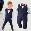 YUBAOEBI 4PCS  Boys Tuxedo Suit Tie Shirt Vest Pants Formal Outfit Set Boys Wedding Colthes Children Clothing