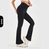 Women's High-Waisted Flared Yoga Pants with Pockets - Imitation Denim, Tummy Control, Perfect for Outdoor and Casual Fitness.