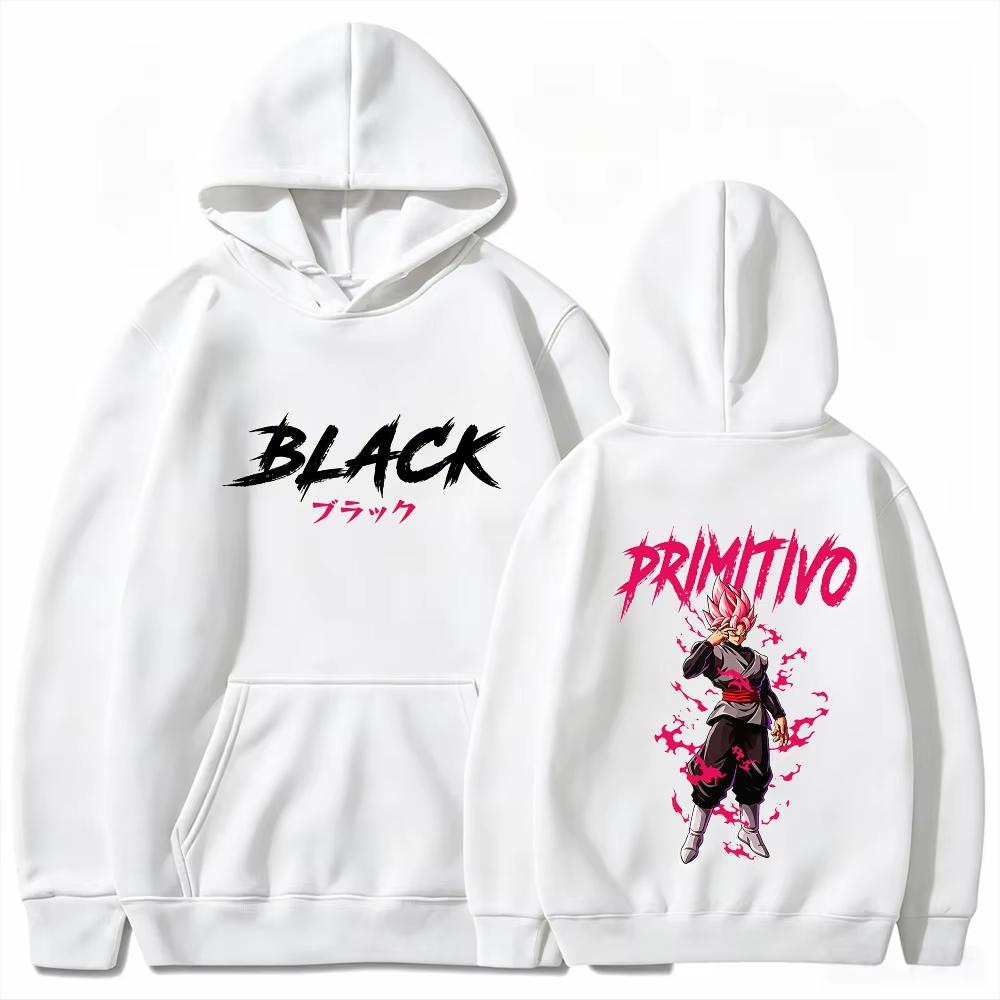Dragon Ball Men's Hoodie Black Goku Anime Print High Quality Warm Loose Streetwear Pullover Sweatshirt Autumn Winter