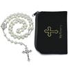 8 мм четки бусины ожерелье белый стеклянный жемчуг католический молитвенный сплав крест ожерелье с Иисусом крест девушки женщины религиозный подарок четки бархатный жемчуг