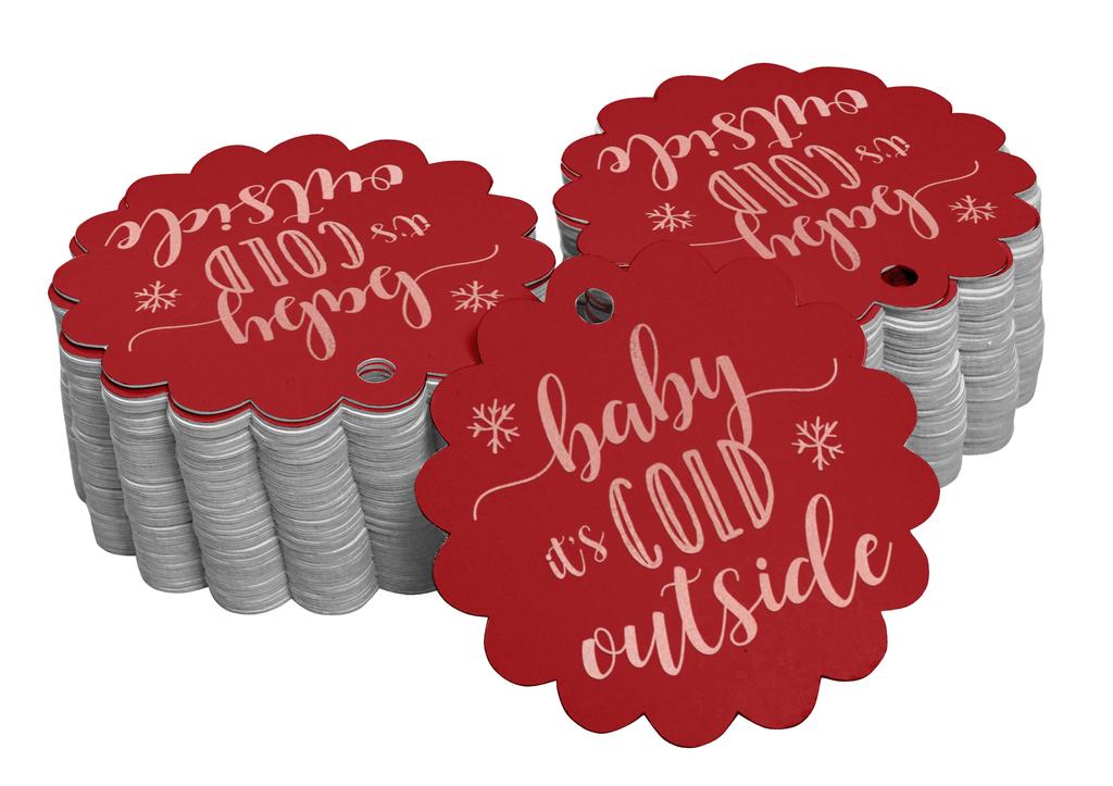 Inkdotpot Gold Foil Paper Hang Tags Baby It's Cold Outside Baby Shower Favor Tags 100