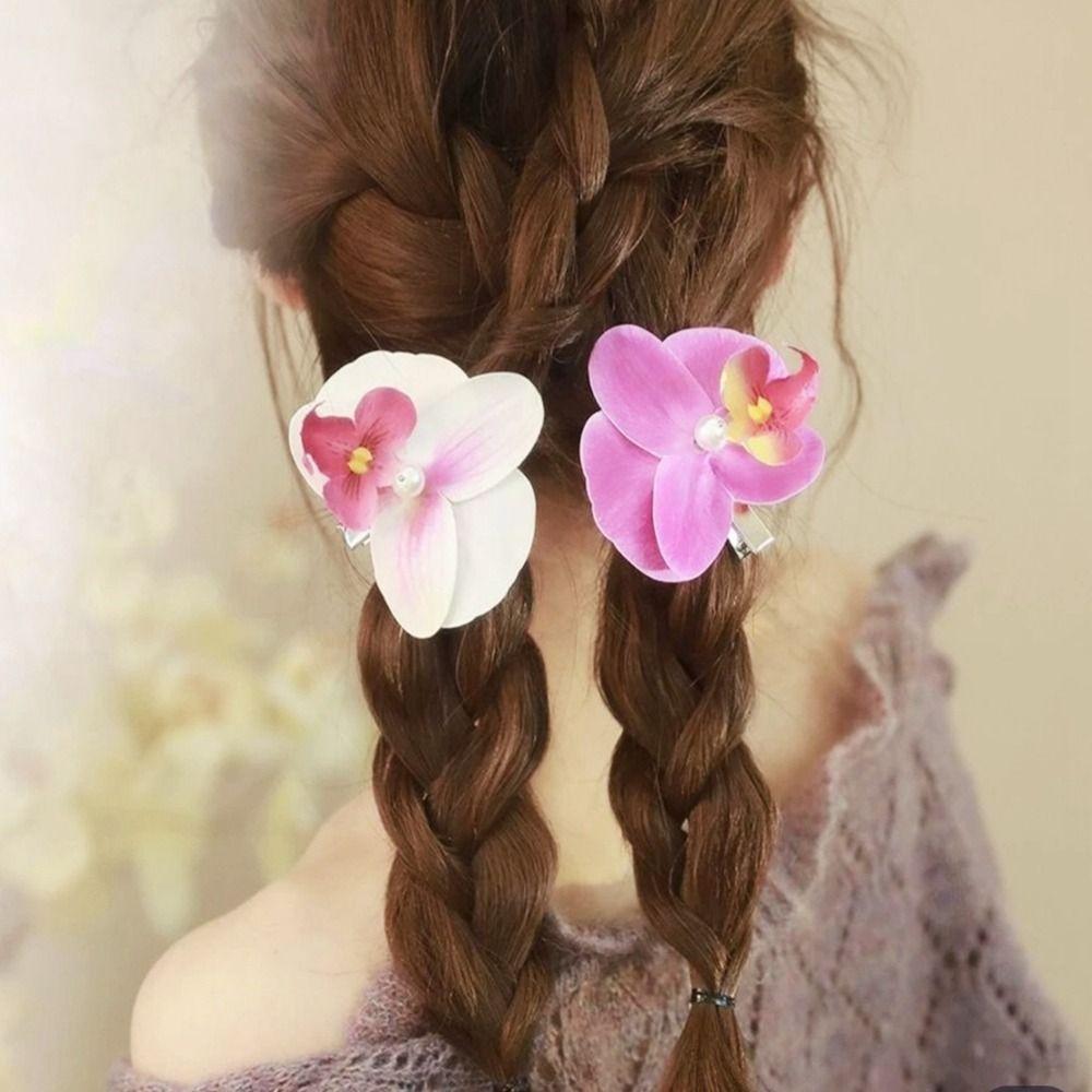 Pearl Flower Hair Clip Butterfly Orchid Girl Hair Clip Sweet Orchid Flower Hairpin  Seaside