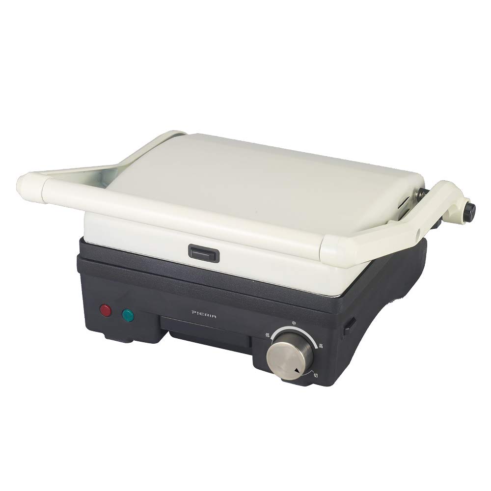 Doshisha Press Grill Maker Hot Plate 2 Plate Recipe Included Pieria Ivory (Flat/Wave) HPU-132IV