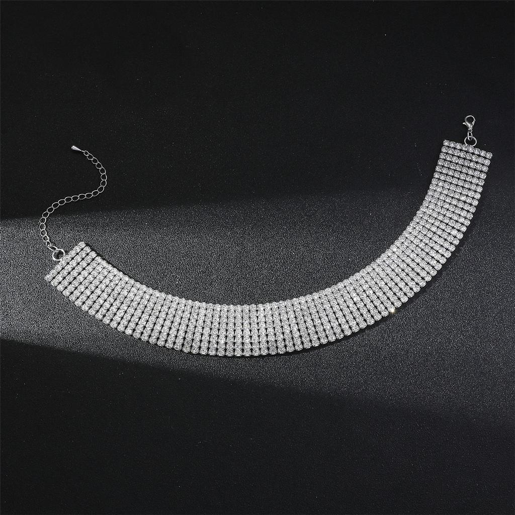 Premium Sense Of Super Flash 8 Rows Of Crystal Necklace Niche Design Fashion Luxury Collarbone Chain Bridal Necklace Women's Necklace