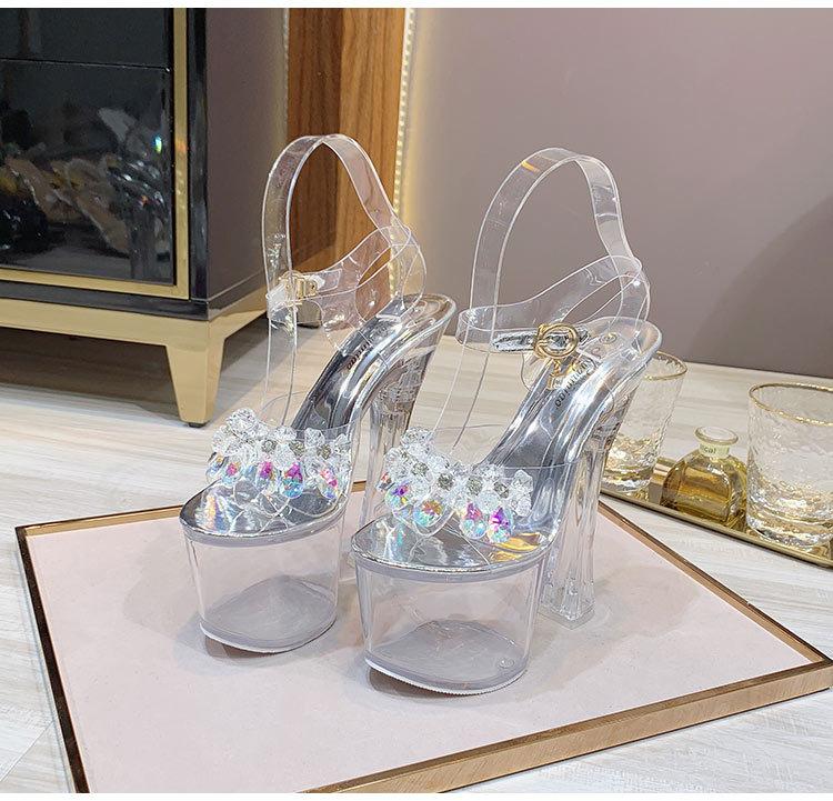 Водонепроницаемая нескользящая женская обувь на платформе со стеклянной дрелью, сексуальные женские сандалии на очень высоком каблуке с толстой подошвой LFD