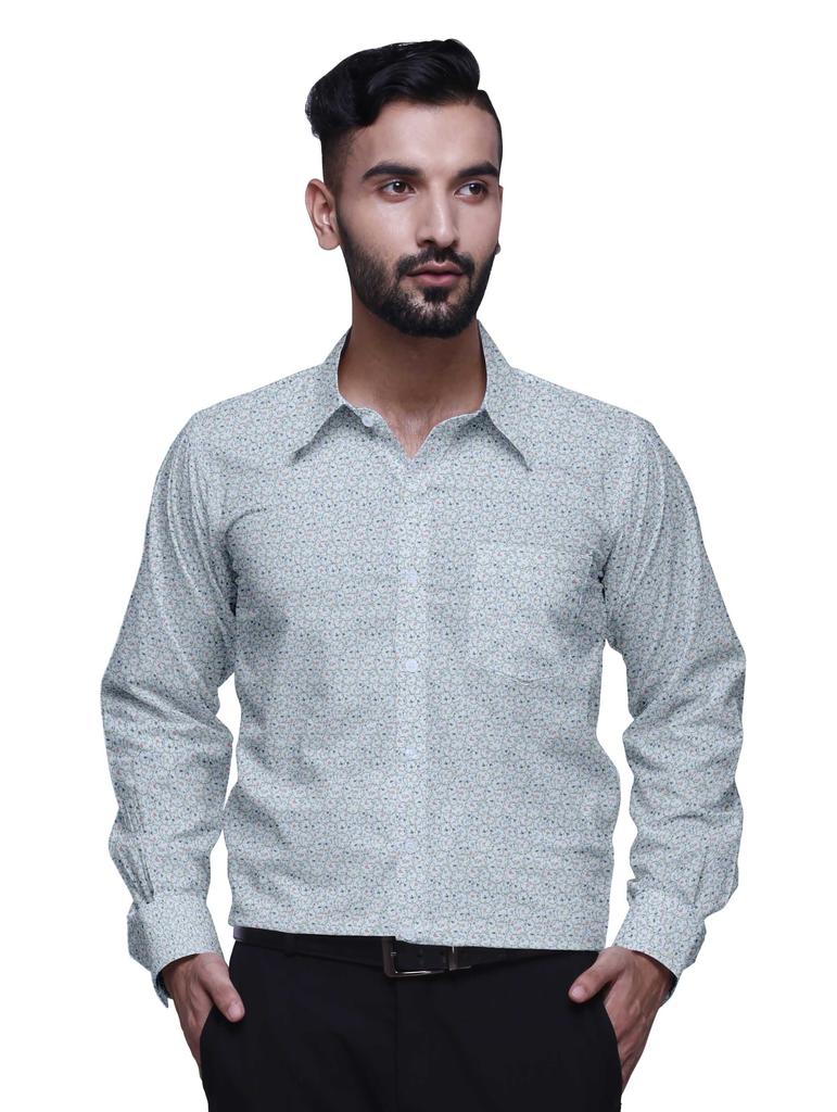 BestMan Printed Formal Shirts For Men Slim Fit Spread Collar Cotton Shirt