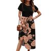 Women's Casual Cute Pattern Print Round Neck Midi Dress Basic Classic Outdoor Everyday Short Sleeve Loose Dress