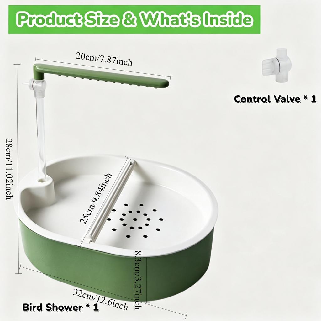 Adjustable Automatic Parrot Bathtub, USB Electric Pet Circulating Water Bath, Flow-Adjustable Bird Shower Fountain, Suitable for Pet Parrots,