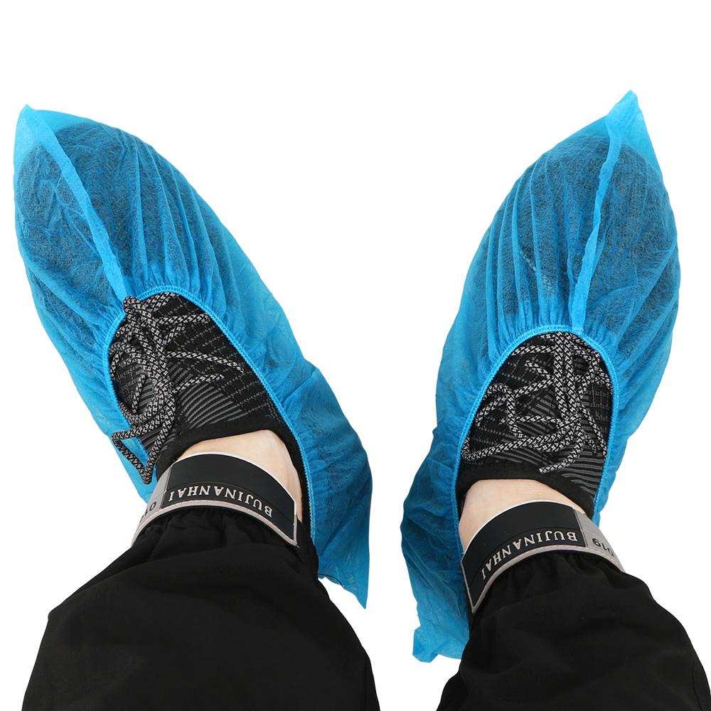 Non-Woven Fabric Overshoes Disposable Shoe Covers Breathable Dustproof Anti-Slip Shoe Covers 100PCS Elastic Band